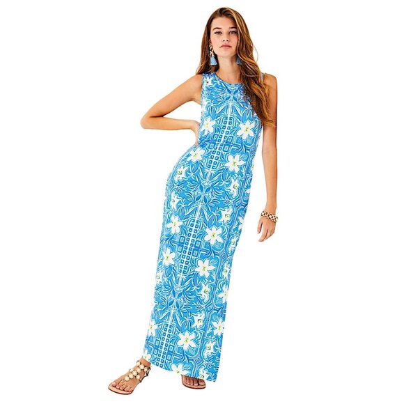 Lilly Pulitzer Noelle Maxi Dress in Lunar Blue/My Flutter Half NWT - Size Small - Picture 2 of 9
